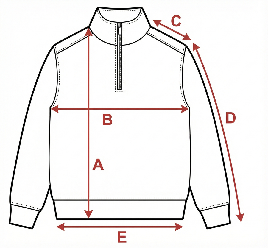 Maßskizze Half-Zip-Sweater