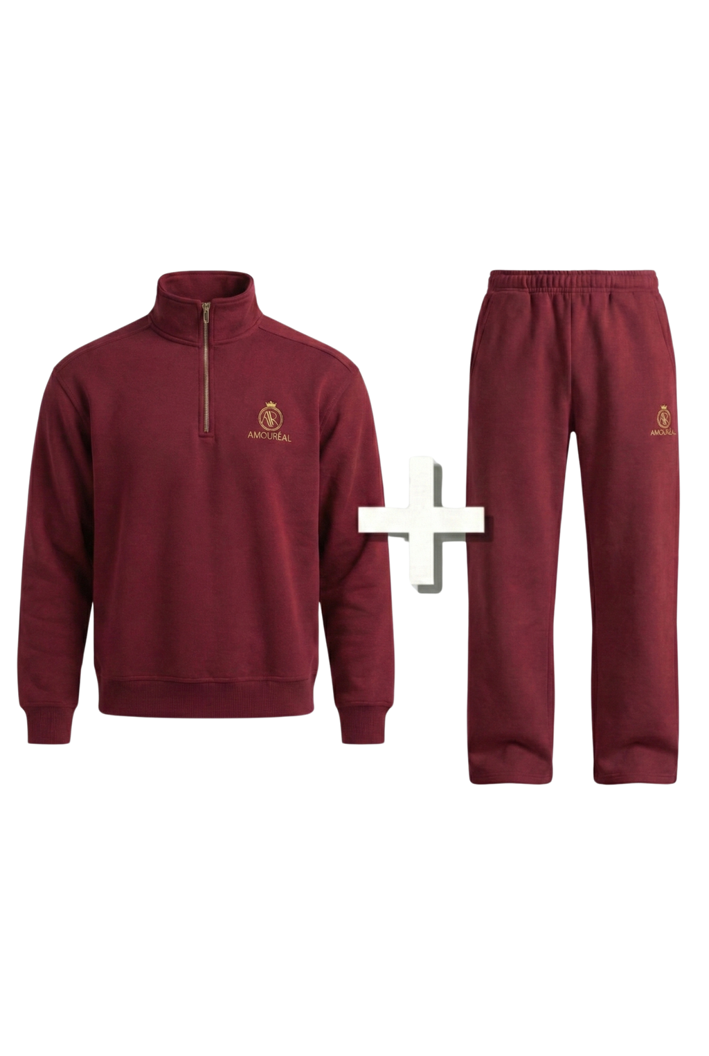 WINE RED HALF-ZIP-SWEATER & JOGGER BUNDLE