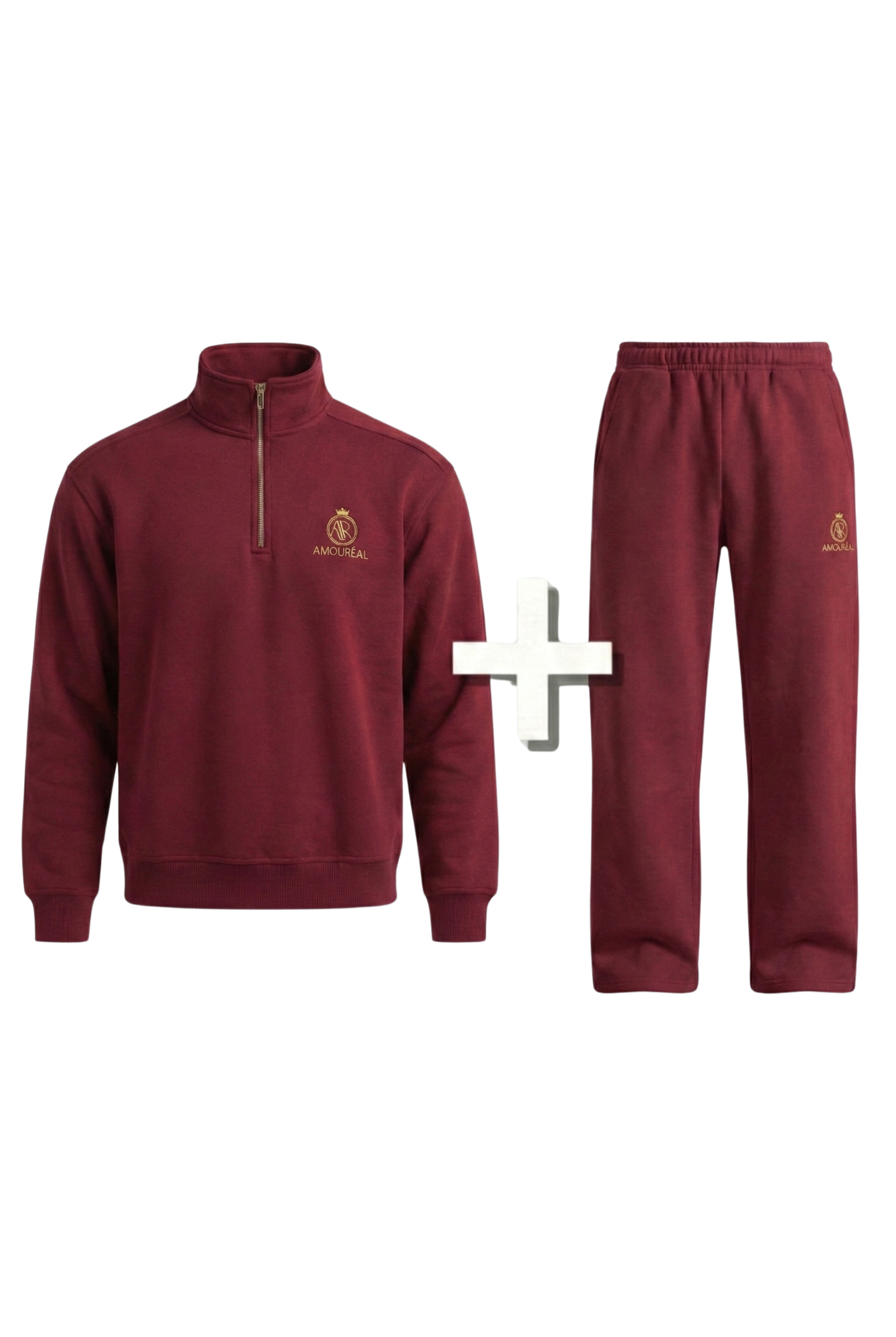 WINE RED HALF-ZIP-SWEATER & JOGGER BUNDLE