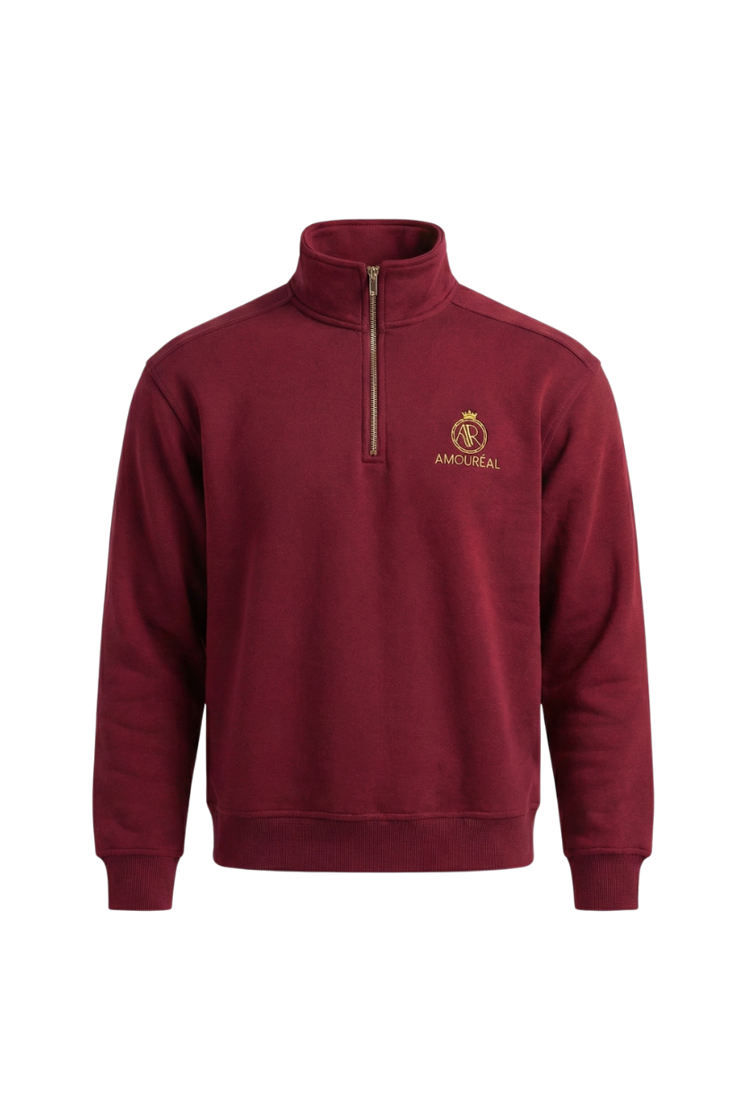 AMOURÉAL Half-Zip-Sweater wine red