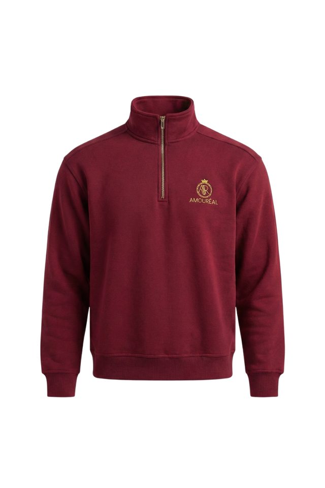 HALF-ZIP-SWEATER WINE RED