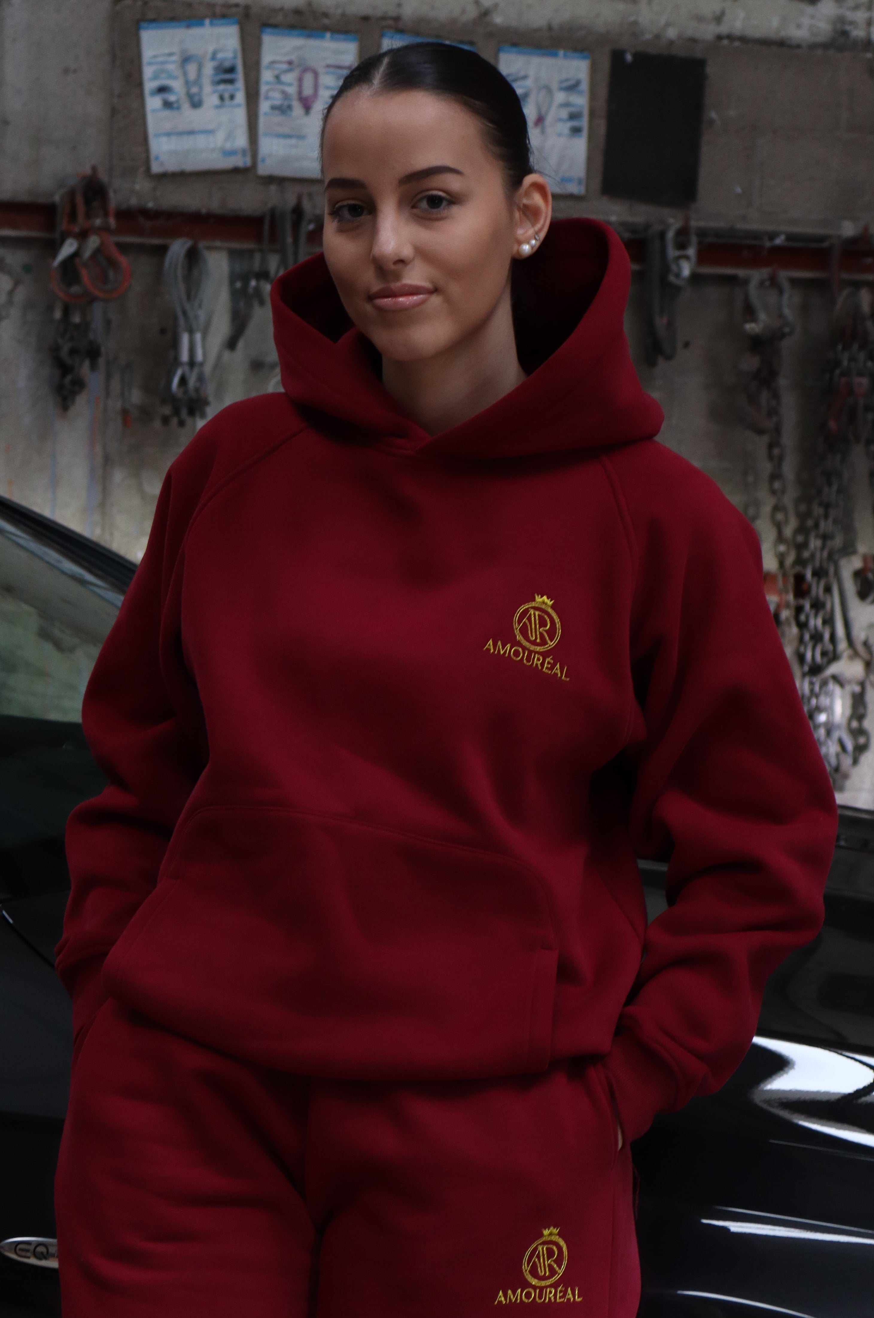 HOODIE WINE RED
