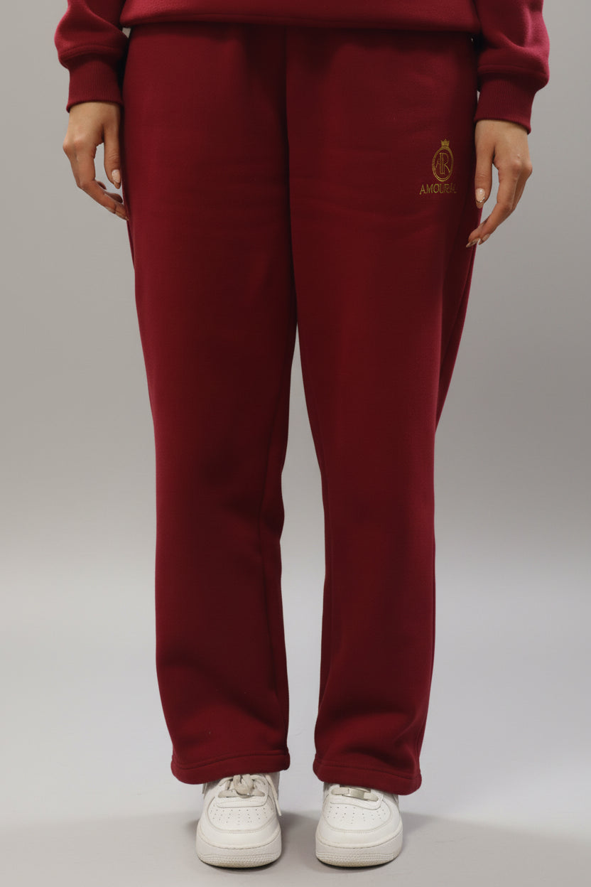 OPEN LEG JOGGER WINE RED