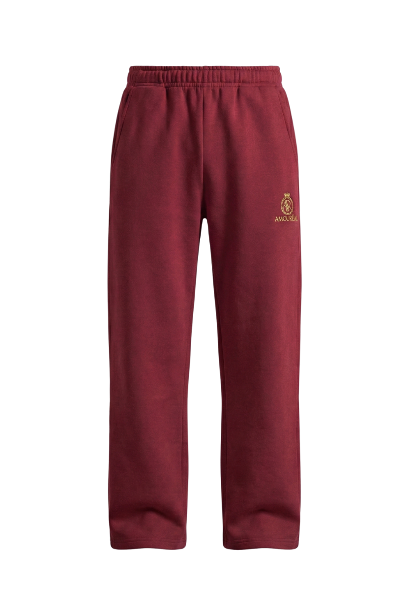 AMOURÉAL Open Leg Jogger wine red