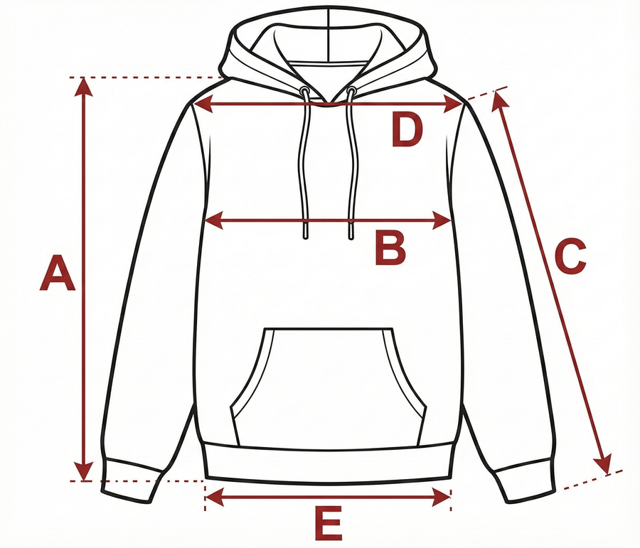 Maßskizze Hoodie